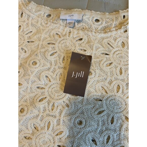 J Jill Womens Full Crochet Lace Tunic Top 3X Ivory 3/4 Sleeve Boho Cotton NWT - Picture 7 of 13